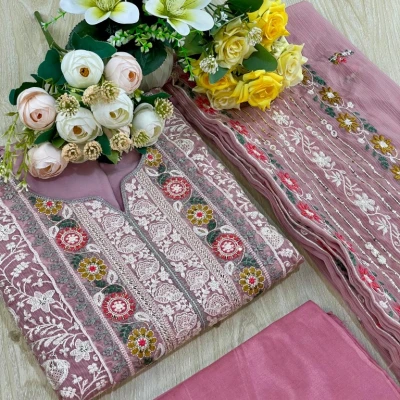 Georgette Semi Stitched Salwar Suit AR-513 PEC