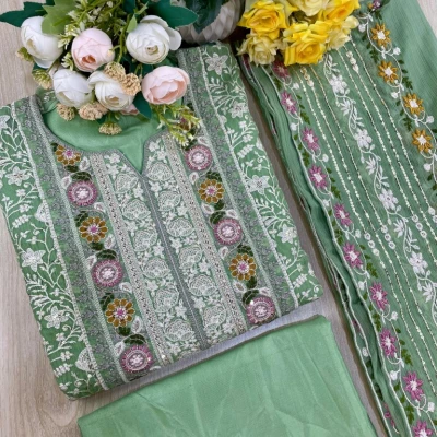 Georgette Semi Stitched Salwar Suit AR-513 LMN